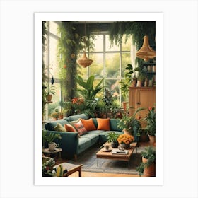 Living Room With Plants 1 Art Print