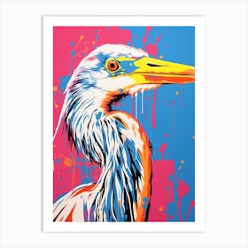 Andy Warhol Style Bird Great Blue Heron 1 Art Print
