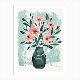 Pink Flowers In A Vase 15 Art Print