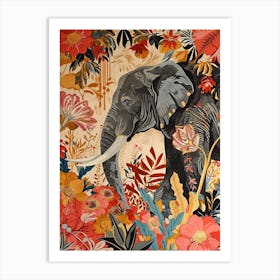 Floral Animal Painting Elephant 3 Art Print