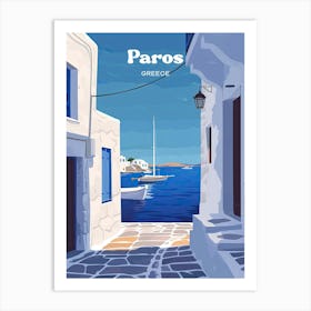 Paros Greece Aegean Sea Travel Art Illustration Art Print