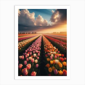 Tulip Field At Sunset 5 Art Print