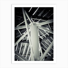 White Iron Pillars With Wooden Beams Above Art Print