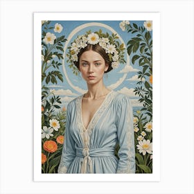 Girl With A Flower Crown Art Print