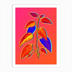 Neon Balsam Poplar Leaves Botanical in Hot Pink and Electric Blue n.0171 Art Print