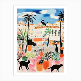 The Food Market In Saint Tropez 2 Illustration Art Print