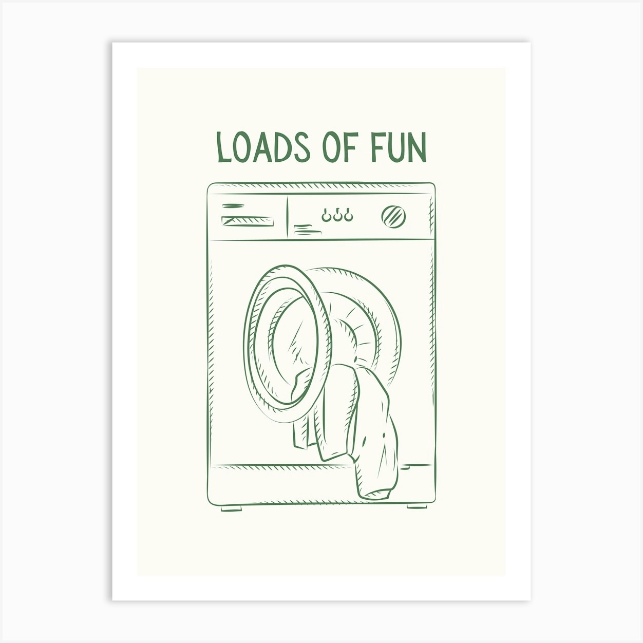 Loads Of Fun Basket Laundry Green Poster Art Print by House of Saturn