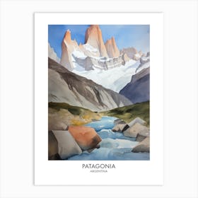 Patagonia Argentina Watercolour Travel Poster 3 Art Print