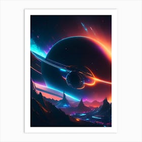 Interstellar Neon Nights Space Art Print