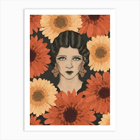 Anna The Girl With Sunflowers Art Print