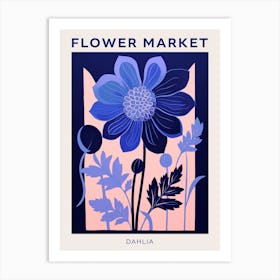 Blue Flower Market Poster Dahlia 1 Art Print