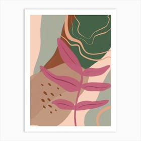 Abstract Modern Leaf Pink Art Print
