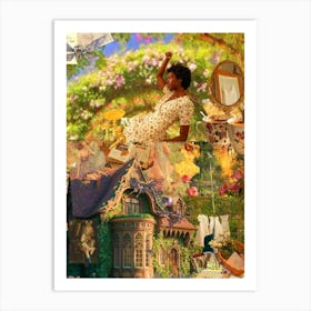 Fairy Cottage Collage Art Print