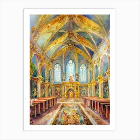 Opulent Banquet Hall From The Medieval Era Art Print