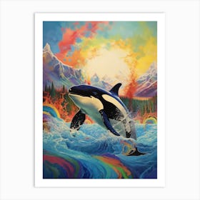 Surreal Orca Whales With Waves4 Art Print