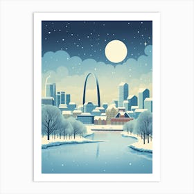 Winter Travel Night Illustration St Louis Missouri Art Print