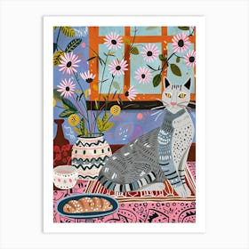 Tea Time With A Egyptian Mau Cat 3 Art Print