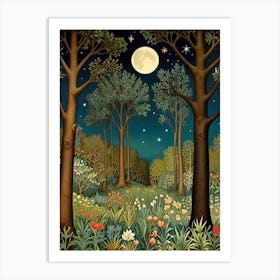 William Morris Night In The Forest 3 Art Print