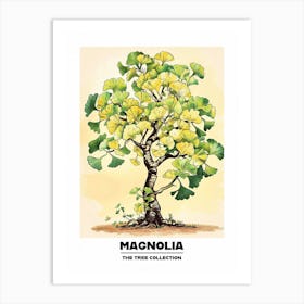 Magnolia Tree Storybook Illustration 1 Poster Art Print