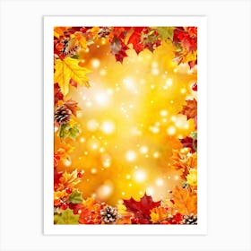 Autumn Leaves Glowing With Bright Yellows Fiery Oranges And Deep Reds Encased Within A Whimsical (4) Art Print