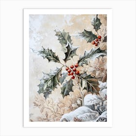 Christmas Beige Winter Painting Art Print