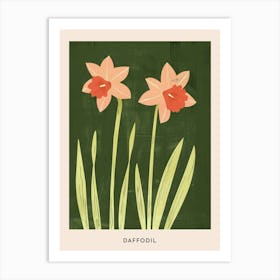 Pink & Green Daffodil 3 Flower Poster Art Print