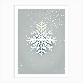 Snowfall, Snowflakes, Retro Minimal 1 Art Print