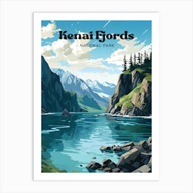 Kenai Fjords National Park Alaska Serene Travel Art Illustration Art Print