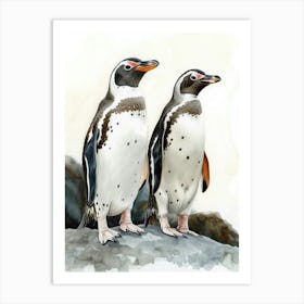 Humboldt Penguin Zavodovski Island Watercolour Painting 3 Art Print