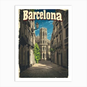 Aihrgdesign A Retro Travel Poster For Barcelona Featuring The F6bca72e D5a7 4720 B276 F77bf763e66b 0 Art Print