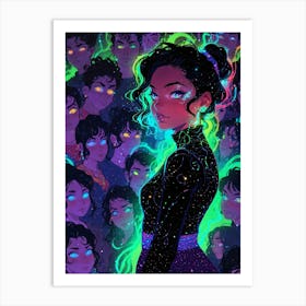 Girl In Space 2 Art Print