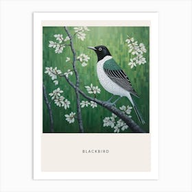 Ohara Koson Inspired Bird Painting Blackbird 1 Poster Art Print