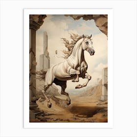 A Horse Painting In The Style Of Trompe L Oeil 2 Art Print