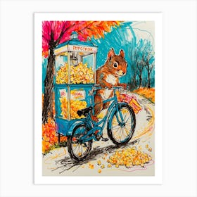 Squirrel On A Bike Art Print