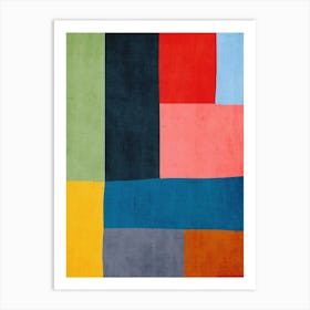 Colorful Mid Century Patchwork A Art Print