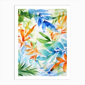 Watercolor Tropical Leaves 19 Art Print