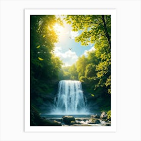 Waterfall In The Forest 10 Art Print