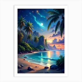 Sunset On The Beach Art Print