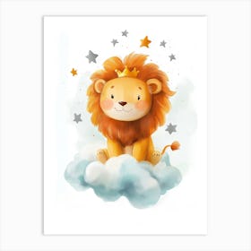 Lion On The Cloud Art Print