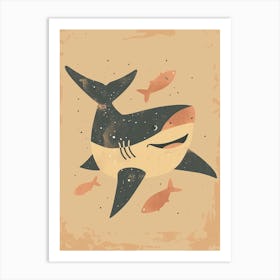 Shark & Fish Muted Pastels Art Print