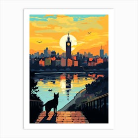 Warsaw, Poland Skyline With A Cat 0 Art Print