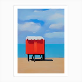 Lone Lifeguard Hut Red Art Print