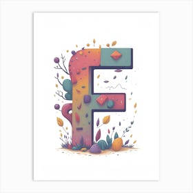 Colorful Letter F Illustration 68 Art Print