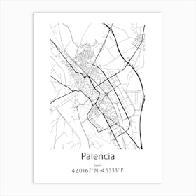 Palencia,Spain Minimalist Map Art Print