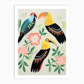 Folk Style Bird Painting Pelican Art Print
