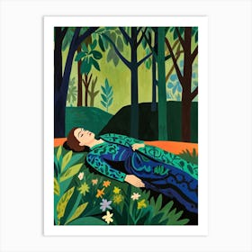 Woman In The Woods Art Print