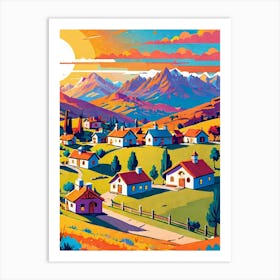 Village At Sunset 1 Art Print