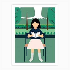 Girl Reading A Book 1 Art Print