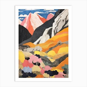 Mount Root United States Colourful Mountain Illustration Art Print
