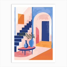 Blue And Orange Living Room Art Print